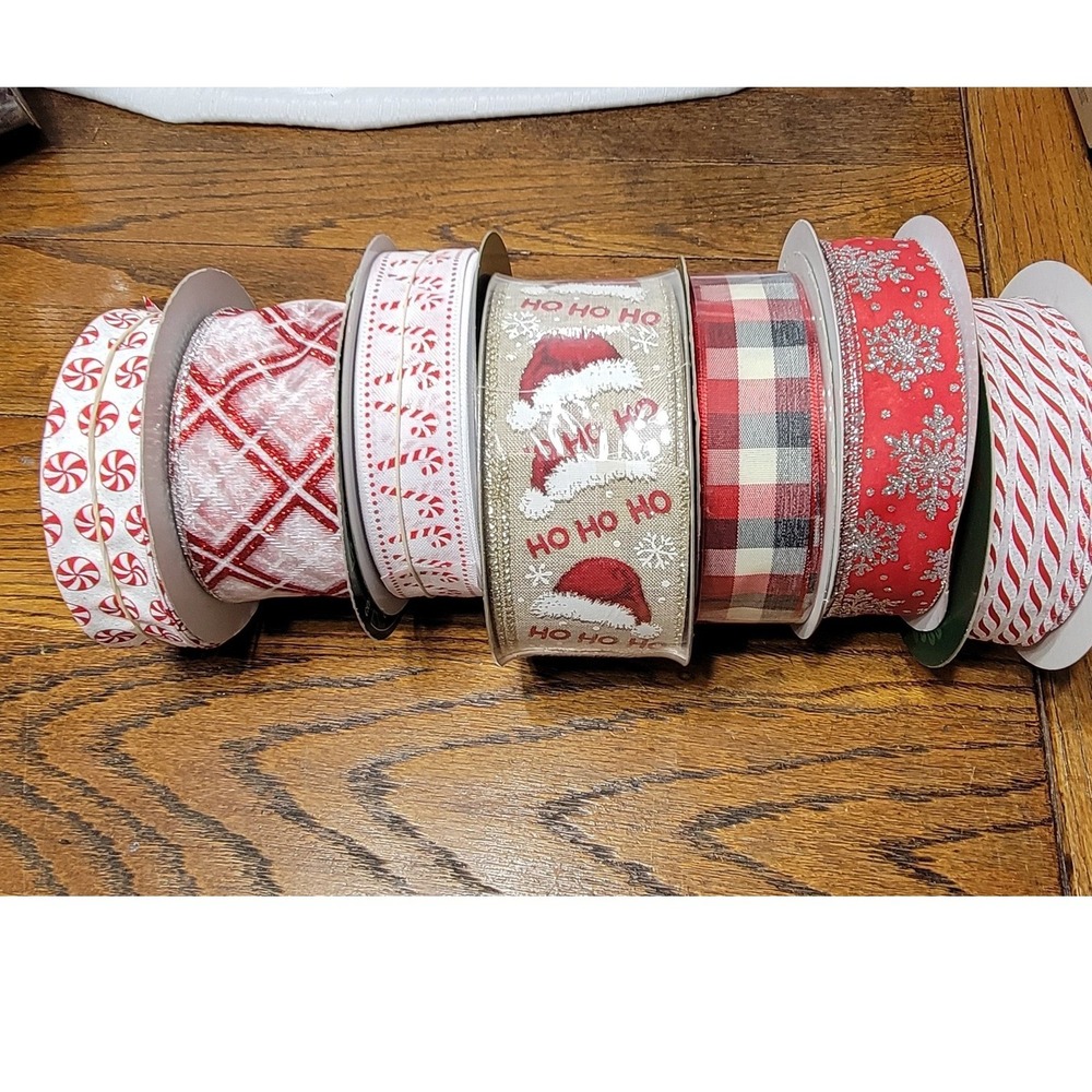 Christmas Holiday Ribbon Lot Kirkland Members Mark Wired  7 Rolls NEW AND OPENED